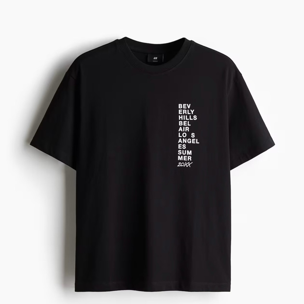 H&M Black Short Sleeve Tee Classic Crew Neck XL